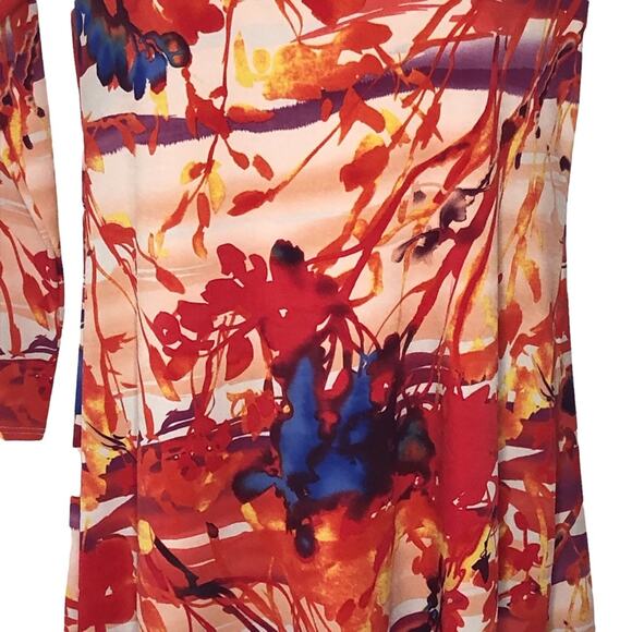 Dolce Bianca Watercolor Beach Dress M – Cold Shoulder Bodycon/Shift Fit - Picture 8 of 16